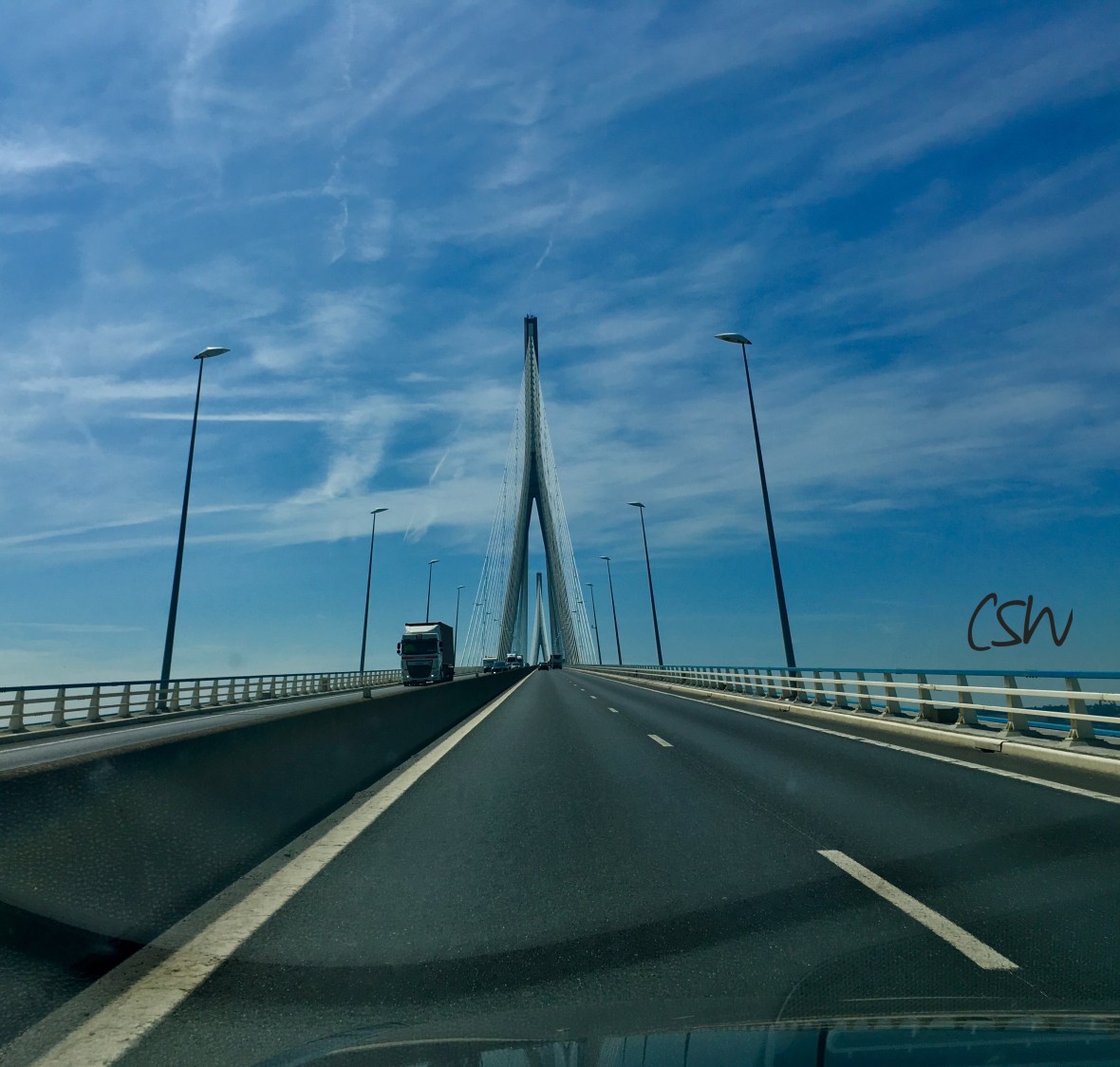 Pont de Normandie - a bridge that spans the river Seine linking Le Havre to Honfleur in Normandy.