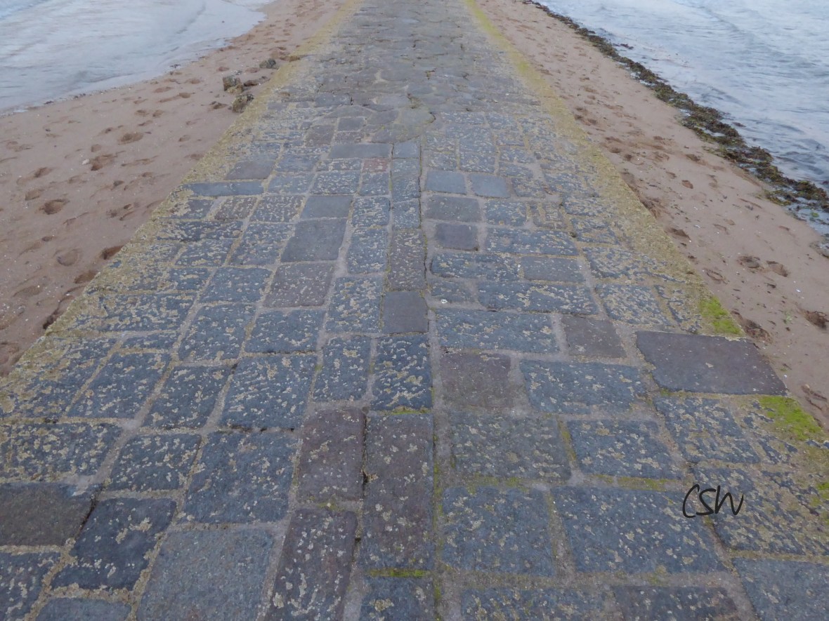 Paved way to Grand Bé, one of the little islands in the bay of Saint-Malo